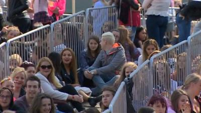 Crowds in Cardiff for the One Direction concert at the Millennium Stadium