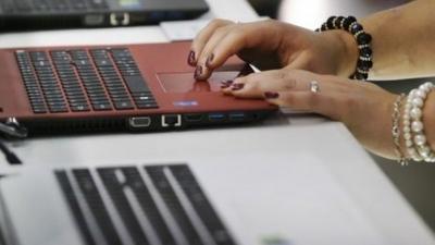 Woman using computer