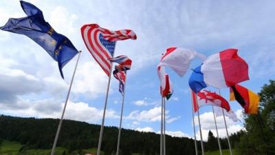 Flags on display at G7 summit