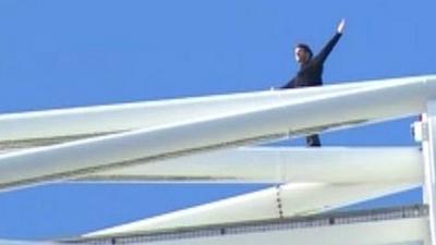 James Kingston on top of the Wembley Arch