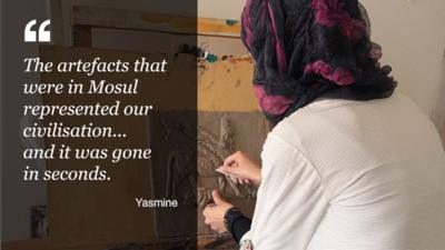 Yasmine, a sculptor who fled Mosul