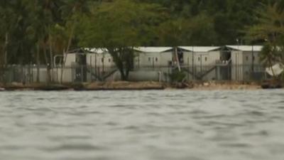 View from the sea of asylum seekers detention camp in Manus province, Papua New Guinea