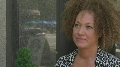 Rachel Dolezal as she is confronted by a reporter questioning whether her father is African-American