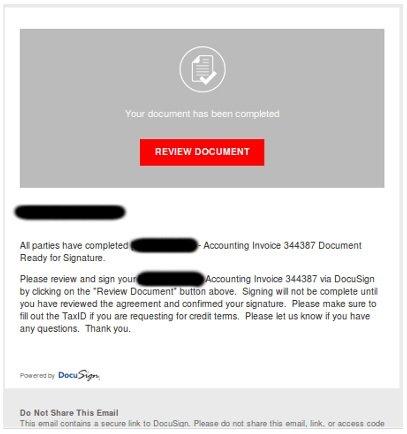 Screen grab of one of the phishing emails