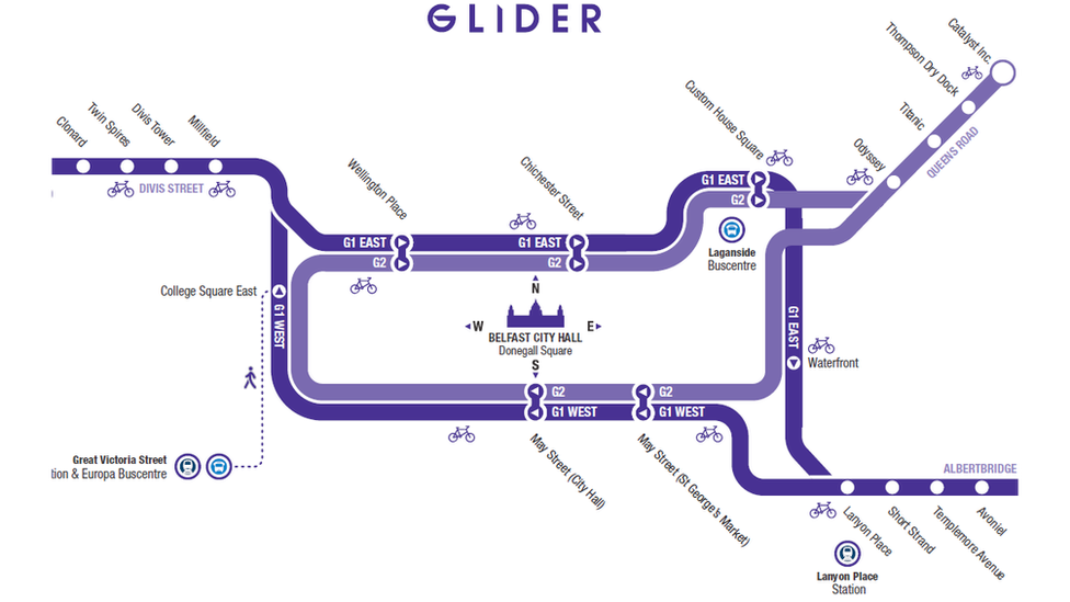 translink bus stop map Belfast S Glider Bus System Becomes Fully Operational Bbc News translink bus stop map