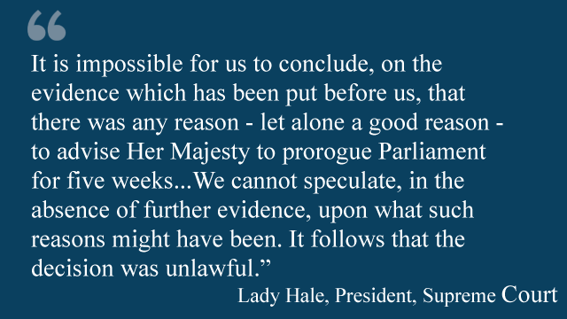 Supreme Court Lady Hale S Statement On Unlawful Parliament