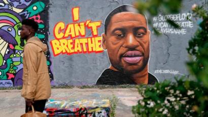 Mural con la imagen de George Floyd.