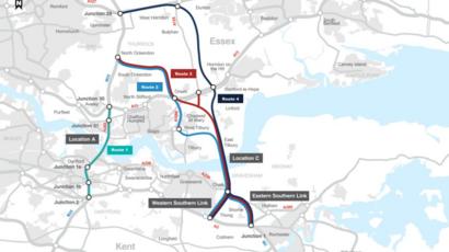 lower thames crossing map Lower Thames Crossing Gravesend And Tilbury Tunnel Plan Backed Bbc News