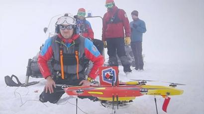 Rescue team and drone