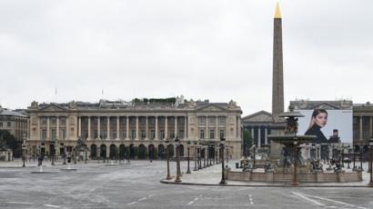 The Concorde square without traffic as the lockdown continues due to coronavirus on May 9, 2020 in Paris, France