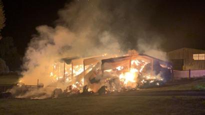 Powys Barn Filled With Straw Destroyed By Blaze Bbc News