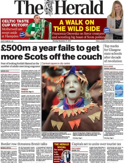 Scotland S Papers Scots Fail To Get Off Couch Bbc News