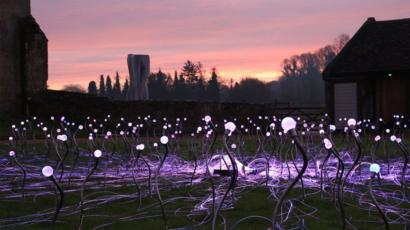 Artist Bruce Munro Lights Up Ancient Barn Bbc News