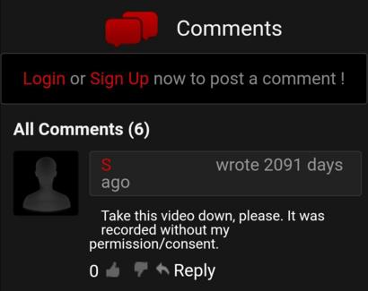 تعليق تُرك على الموقع الإباحي يطلب من إدارة الموقع إزالة الفيديو