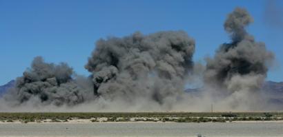 Explosions from bombing test in Nevada