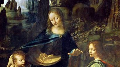 Detalle de 'La Virgen de las Rocas', de Da Vinci.