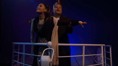 Ariana Grande And James Corden Re Enact Titanic Love Story