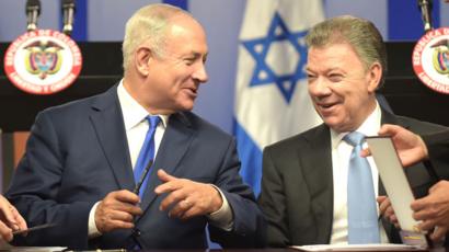 Benjamín Netanyahu y Juan Manuel Santos