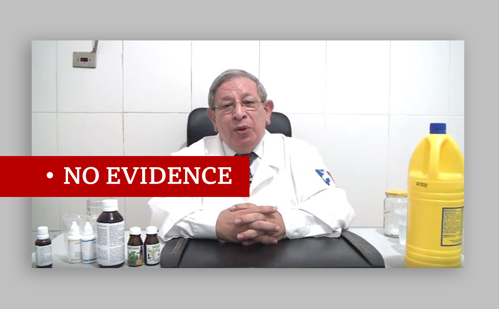 Video of Paraguayan doctor recommending chlorine dioxide. Labelled "no evidence"