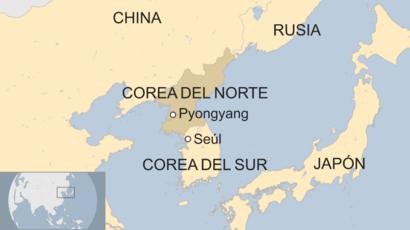Mapa de Corea del Norte y Corea del Sur