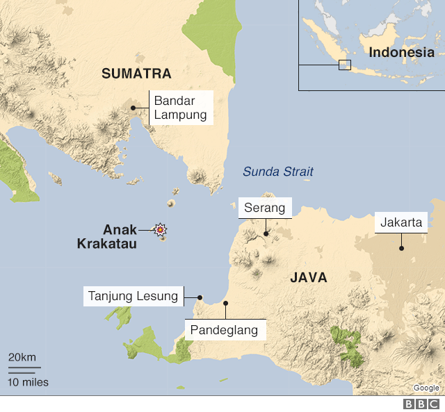 where is krakatoa located on the world map Indonesia Tsunami Kills Hundreds After Krakatau Eruption Bbc News where is krakatoa located on the world map
