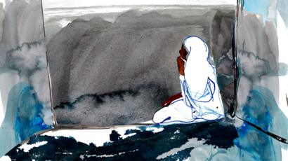 Noura in prison (illustration)
