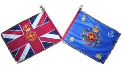 The Cheshire Regiment 1st battalion Regimental colours flag.
