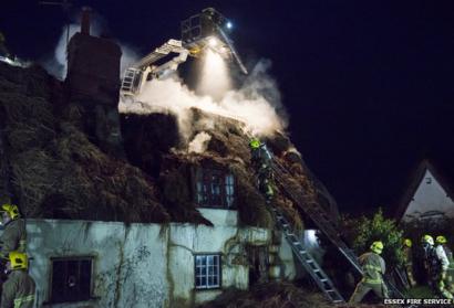 Fire Breaks Out At Langham Thatched Cottage Bbc News