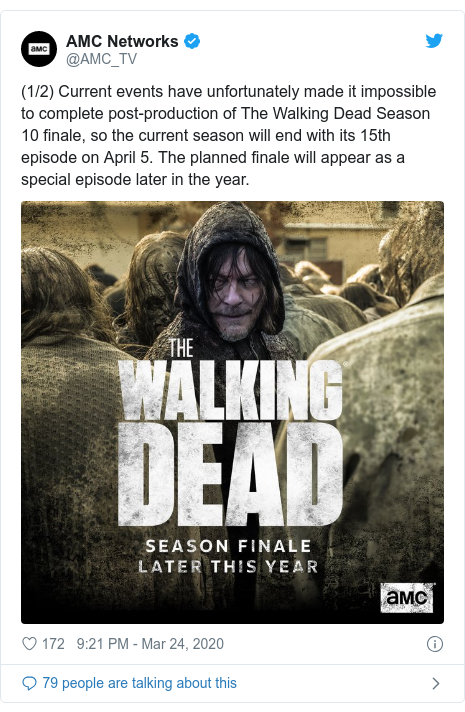 Coronavirus The Walking Dead To Pause On Penultimate Episode