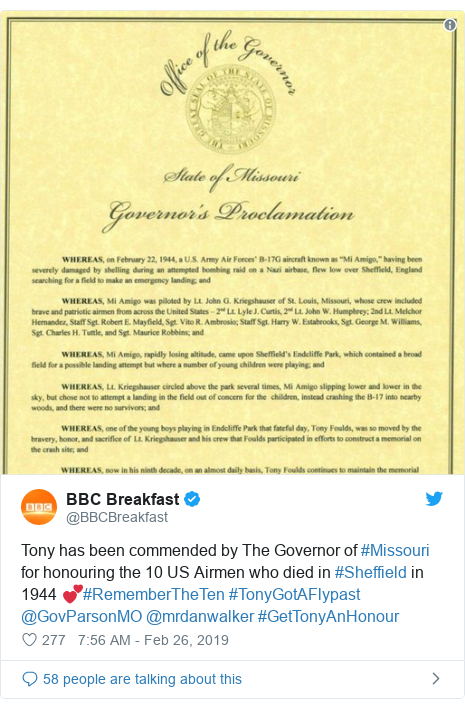 Us Honour For Sheffield Bomber Crash Memorial Bbc News