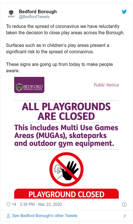Coronavirus Bedford Closes Play Areas Over Contamination Fears Bbc News
