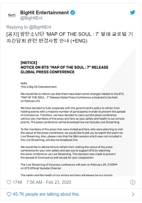 Bts Ask Fans To Avoid Their Shows Over Coronavirus Fears Bbc News
