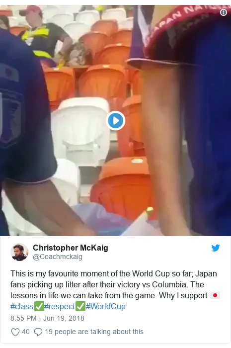 World Cup Japan Fans Impress By Cleaning Up Stadium Bbc News