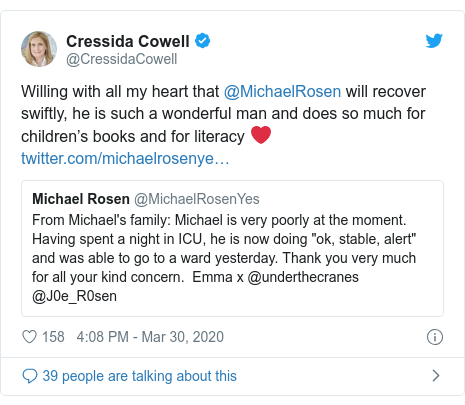 Author Michael Rosen Poorly But Stable Say Family Bbc News