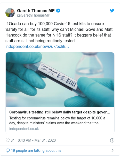 Coronavirus Ocado Buys 100 000 Test Kits For Staff Bbc News
