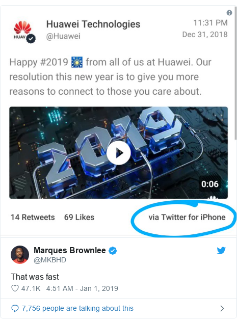 Huawei Staff Punished After Official Tweet Posted Via Iphone c News