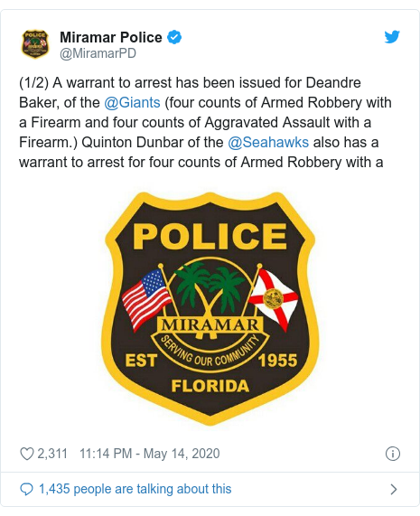 Nfl S Deandre Baker And Quinton Dunbar Charged With Armed Robbery
