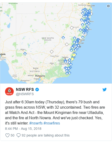 New South Wales Battles Dozens Of Winter Bushfires Bbc News