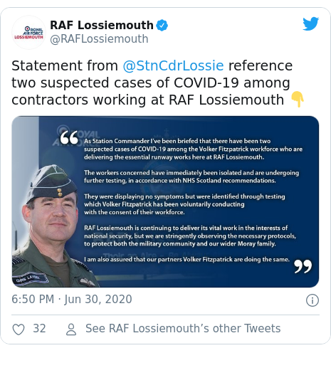 Two Positive Coronavirus Cases At Raf Lossiemouth Bbc News