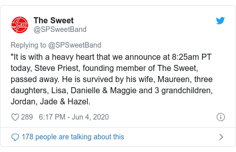 The Sweet Bassist Steve Priest Dies Aged 72 c News