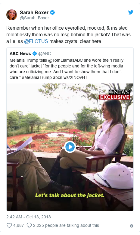 Melania Trump Says Don T Care Jacket Was A Message Bbc News