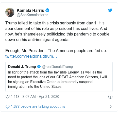 Coronavirus Immigration To Us To Be Suspended Amid Pandemic Trump Says Bbc News