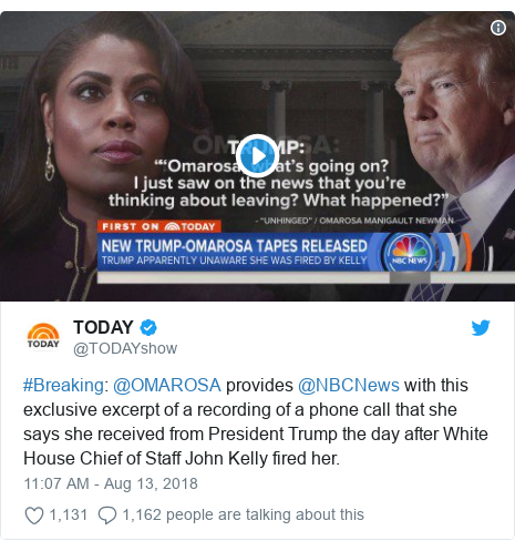 Omarosa Manigault Newman Former Aide Taped Trump Phone Call Bbc News