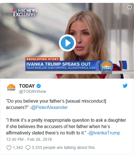 Ivanka Trump I Believe My Father S Denials Of Sexual Misconduct Bbc News