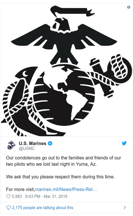 Two Us Marines Killed In Helicopter Crash During Training Exercise Bbc News