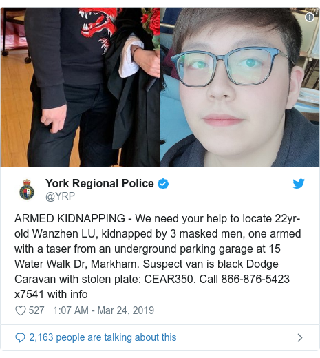 Chinese Student Wanzhen Lu Kidnapped In Canadian Car Park Bbc News