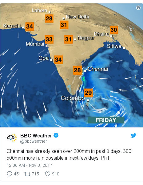 bbc weather map india Heavy Monsoon Rain Sparks Fear For India S Chennai Bbc News bbc weather map india