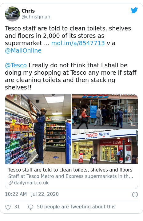 Tesco Asks Staff To Clean Shelves Floors And Loos Bbc News