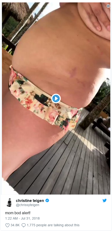 Chrissy Teigen Shows Mom Bod And Says She S Super Insecure Bbc News