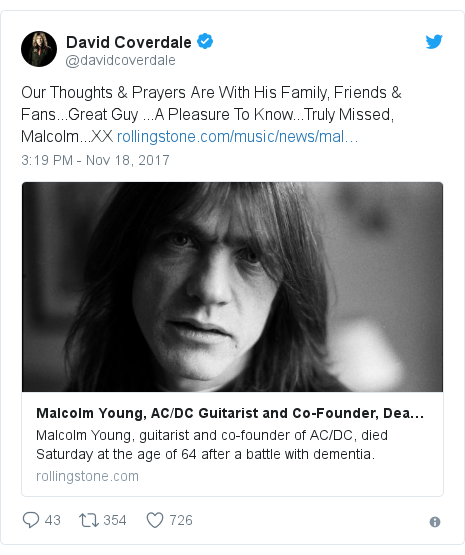 Ac Dc Guitarist Malcolm Young Dies At 64 Bbc News